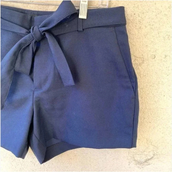 Banana Republic Midrise Tie Waist Paper Bag Shorts Navy 6 - Picture 6 of 10